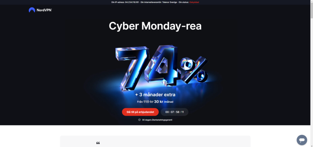 NordVPN Erbjudande
